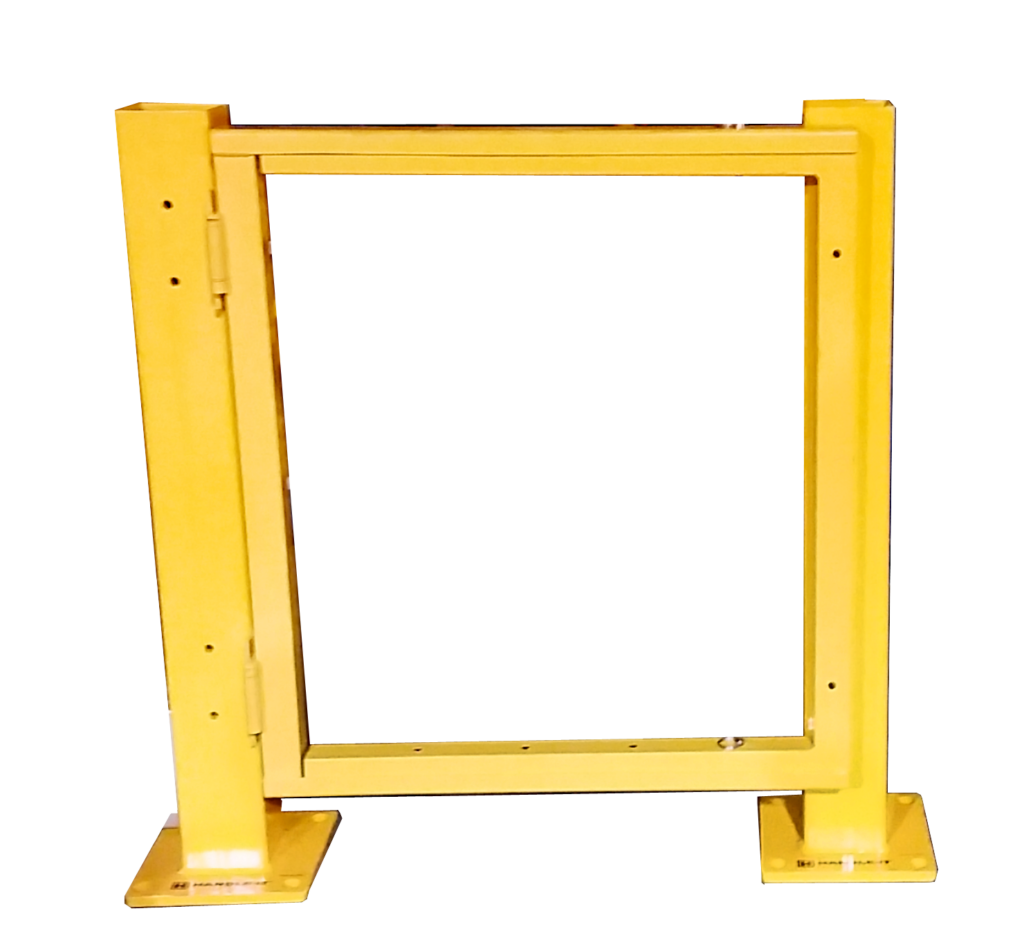 Handle-It Adjustable swing gate allows pedestrians to safely cross an area utilizing guard rails.