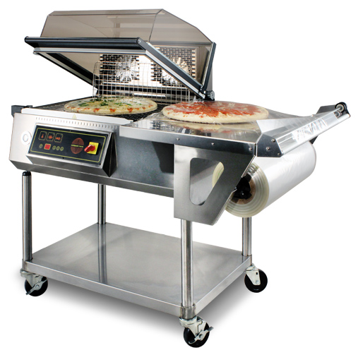 Shrink wrap machine used on pizzas