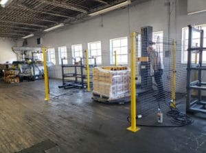 Industrial Safety Fencing Around Pallet Wrapping Machine