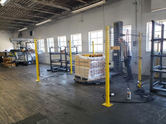 Industrial Safety Fencing Around Pallet Wrapping Machine