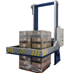 Handle It's Automatic Horizontal Pallet Strapper wraps products with durable straps to prepare them for safe transport.